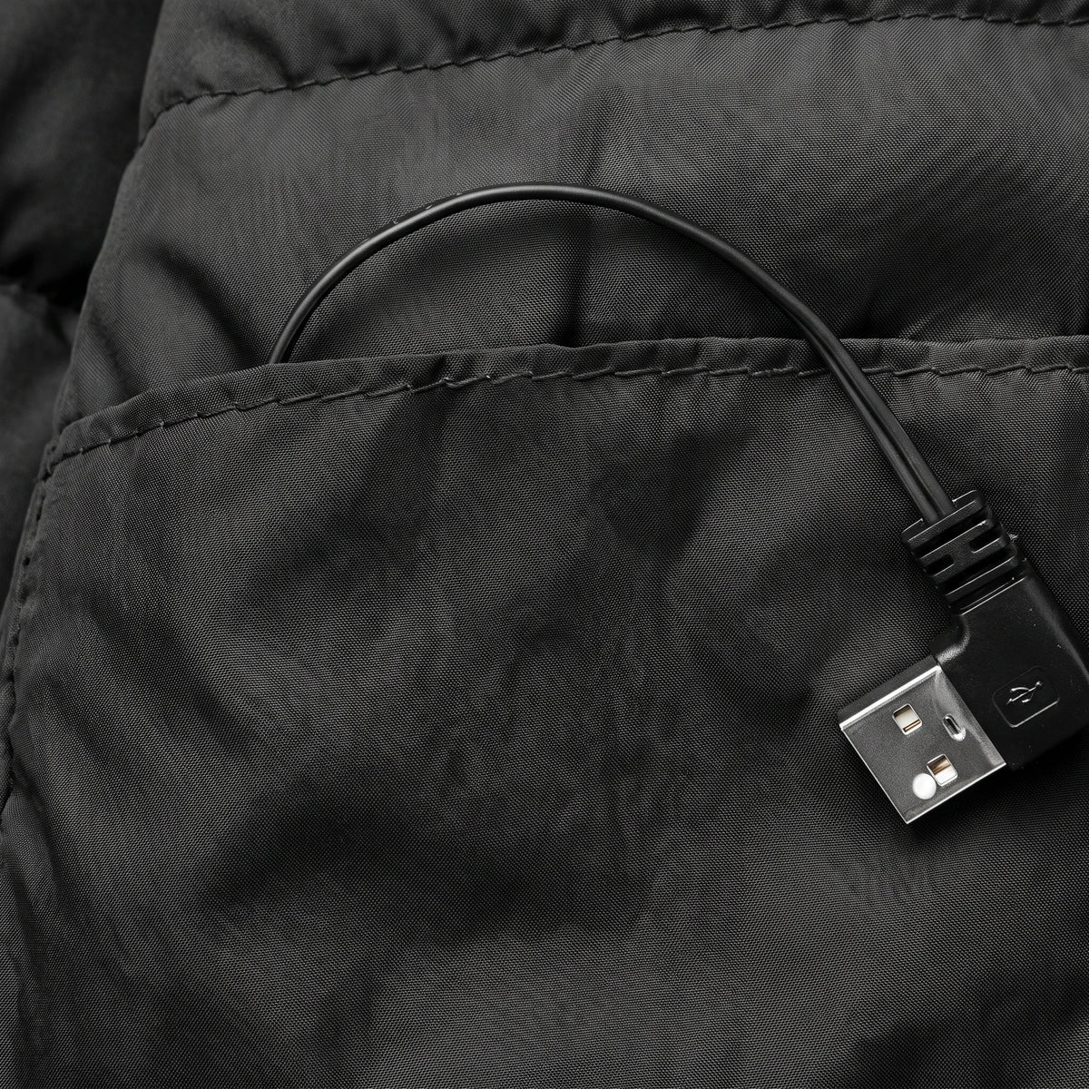 Poche intérieure de la veste chauffante et câble USB pour la batterie externe