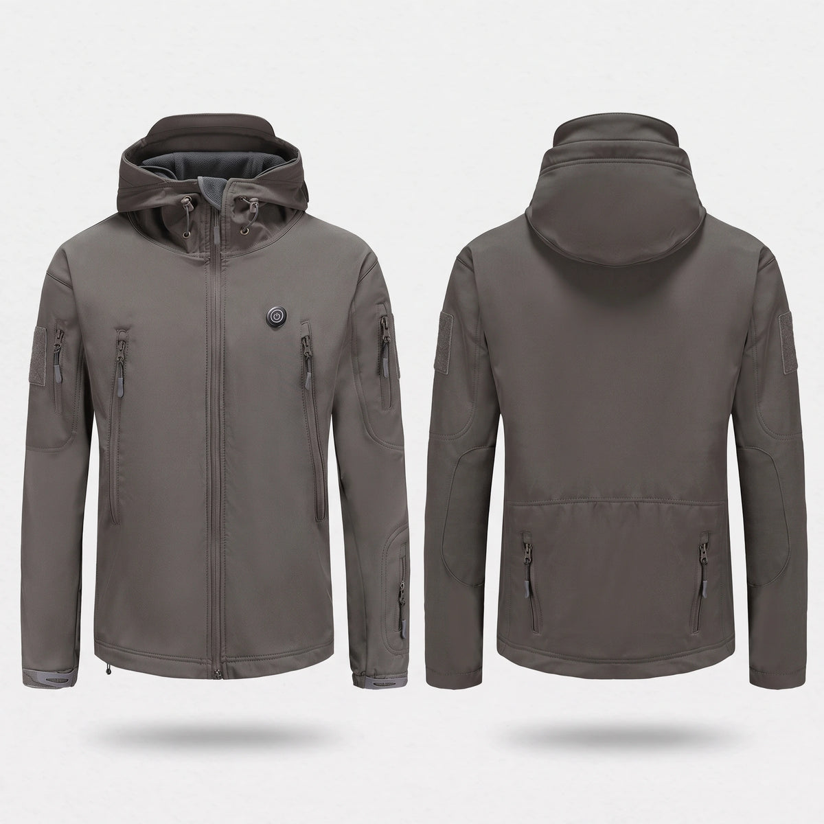 Veste chauffante gris foncé vue de face et de dos