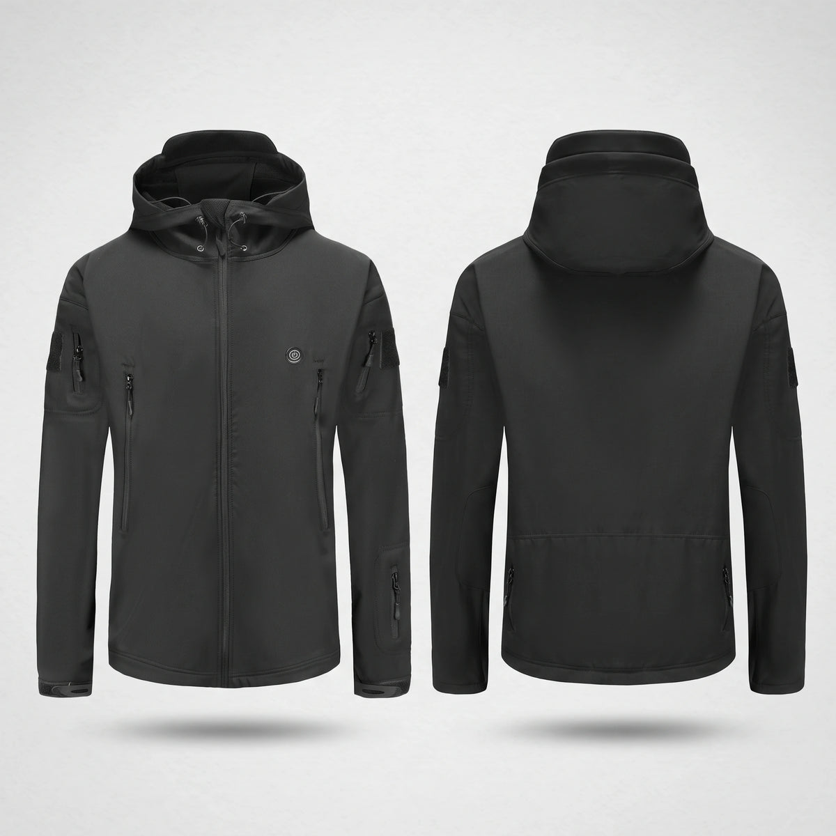 Veste chauffante noire vue de face et de dos