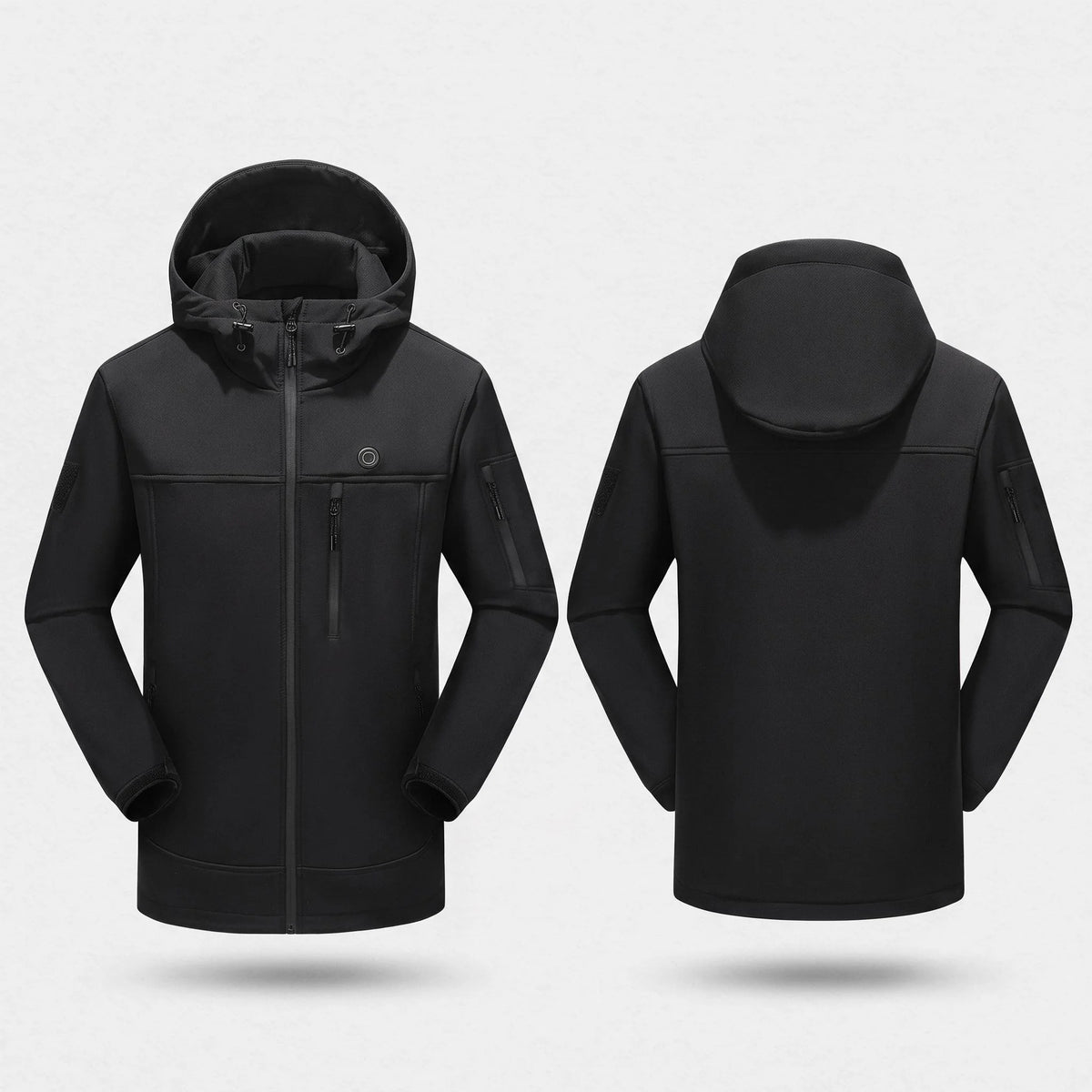 Veste chauffante noire vue de face et de dos