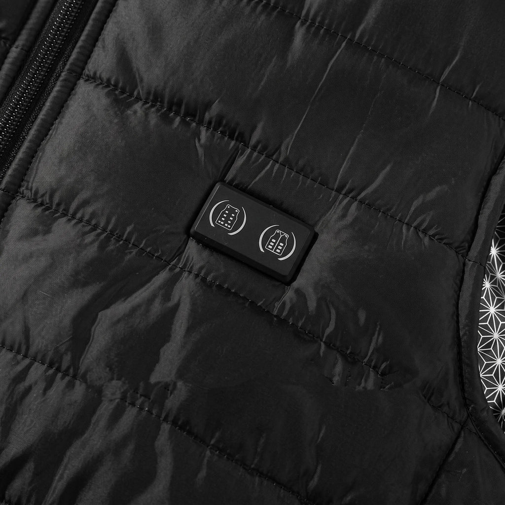Commande à 2 boutons sur la poitrine du gilet chauffant noir