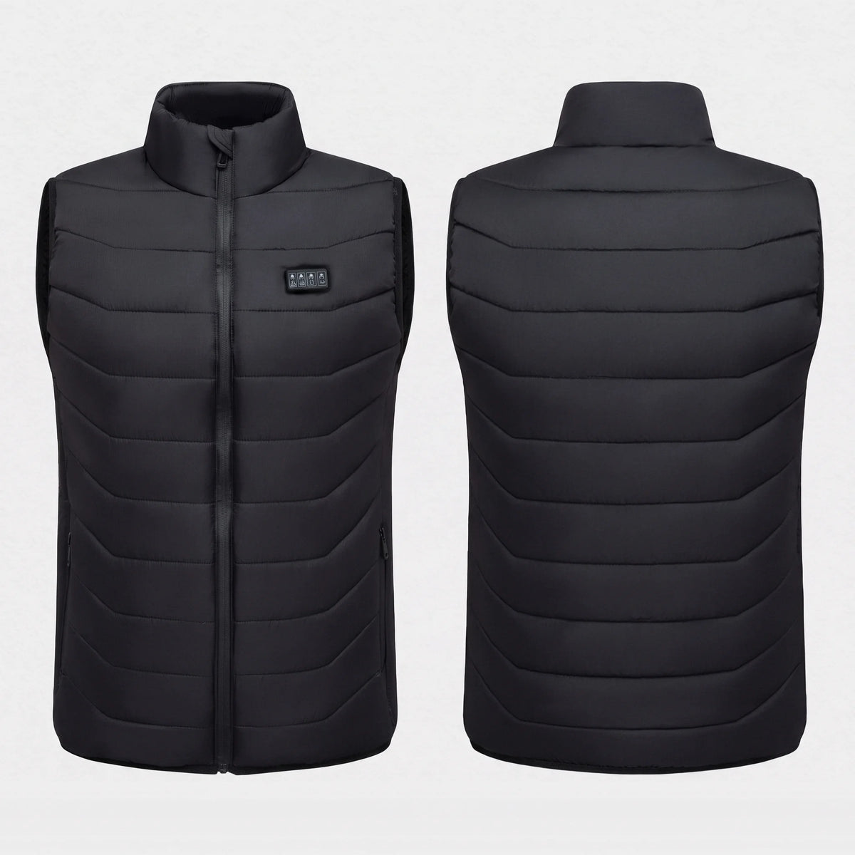 Gilet chauffant noir vu de face et de dos