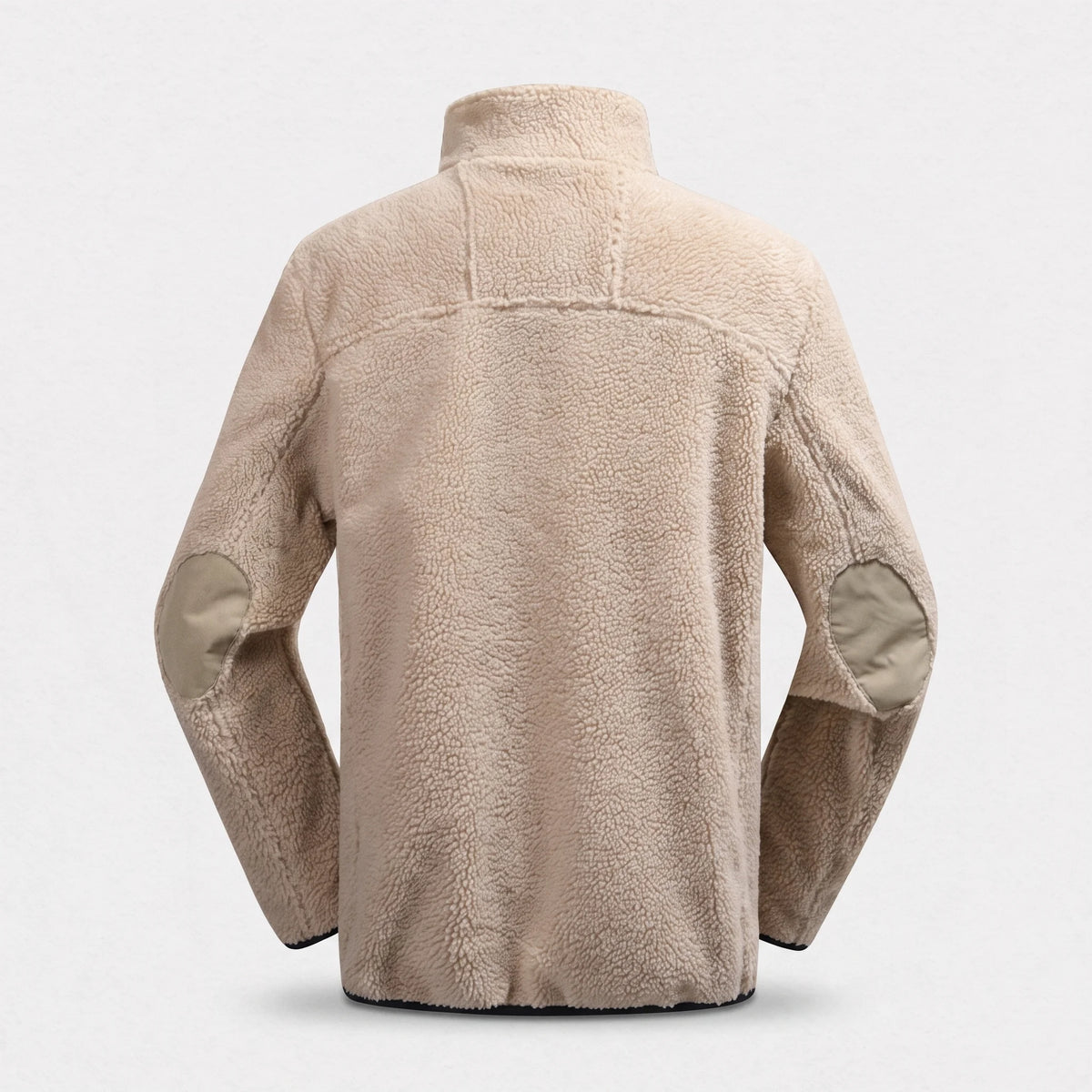 Dos de la veste sherpa chauffante sable avec ses coudières
