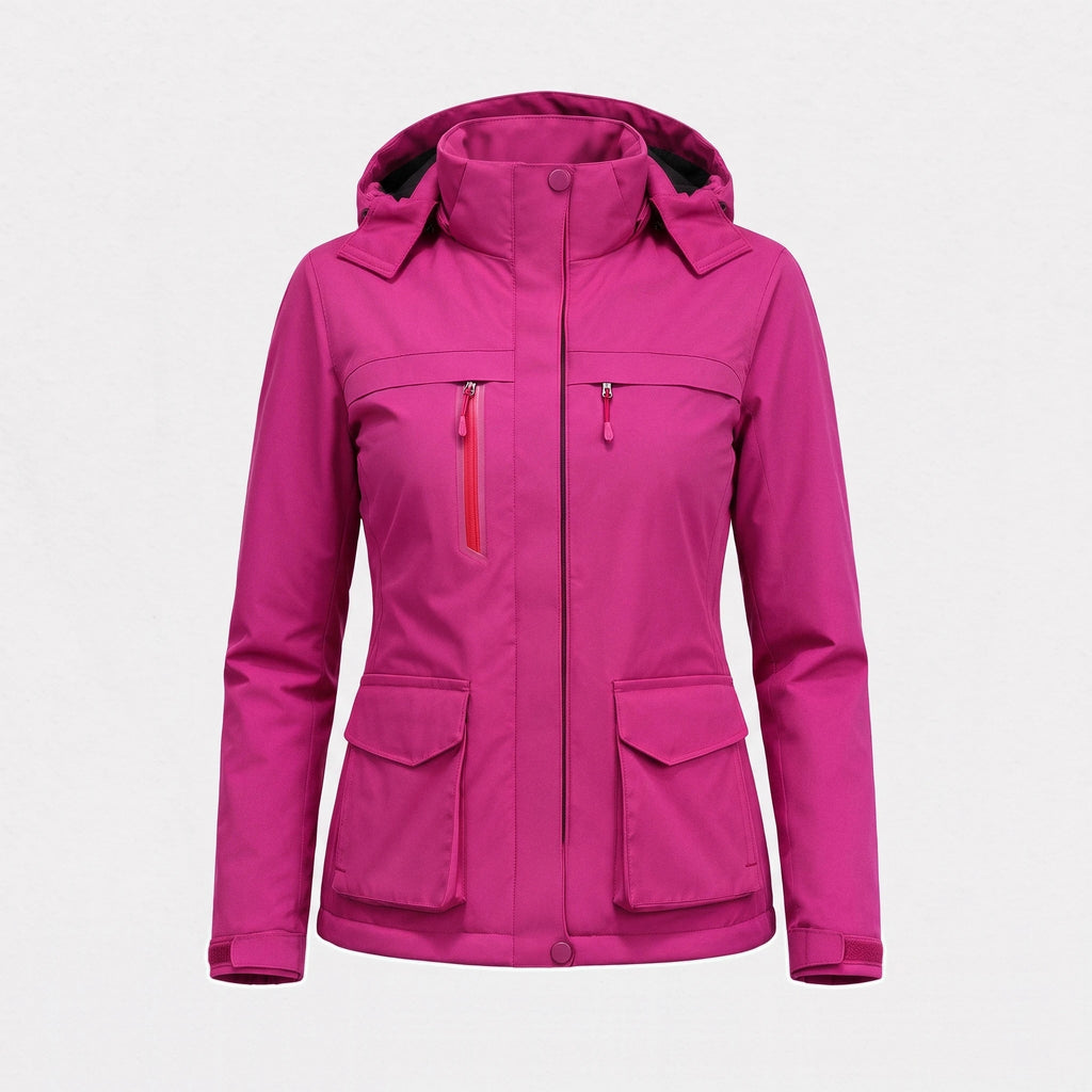 Veste de ski chauffante femme fuchsia vue de face