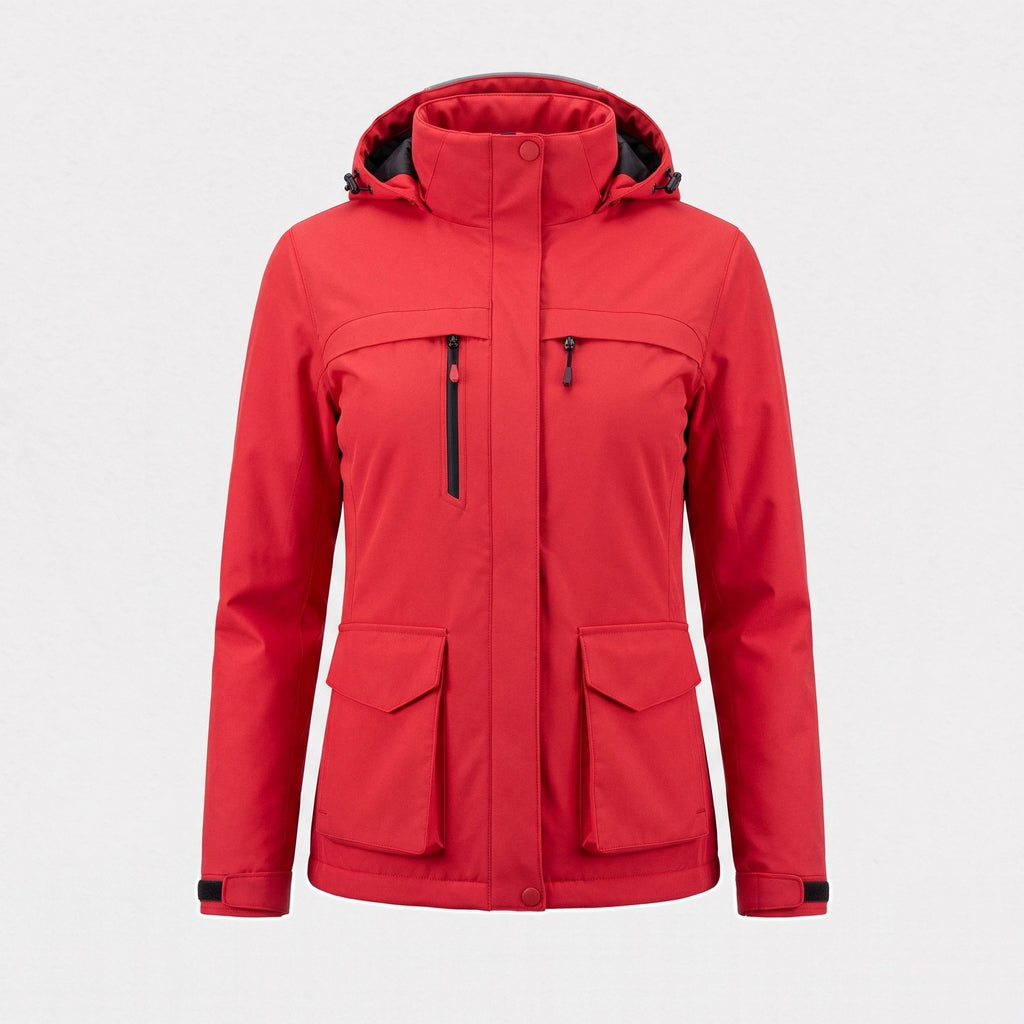 Veste de ski chauffante femme rouge vue de face