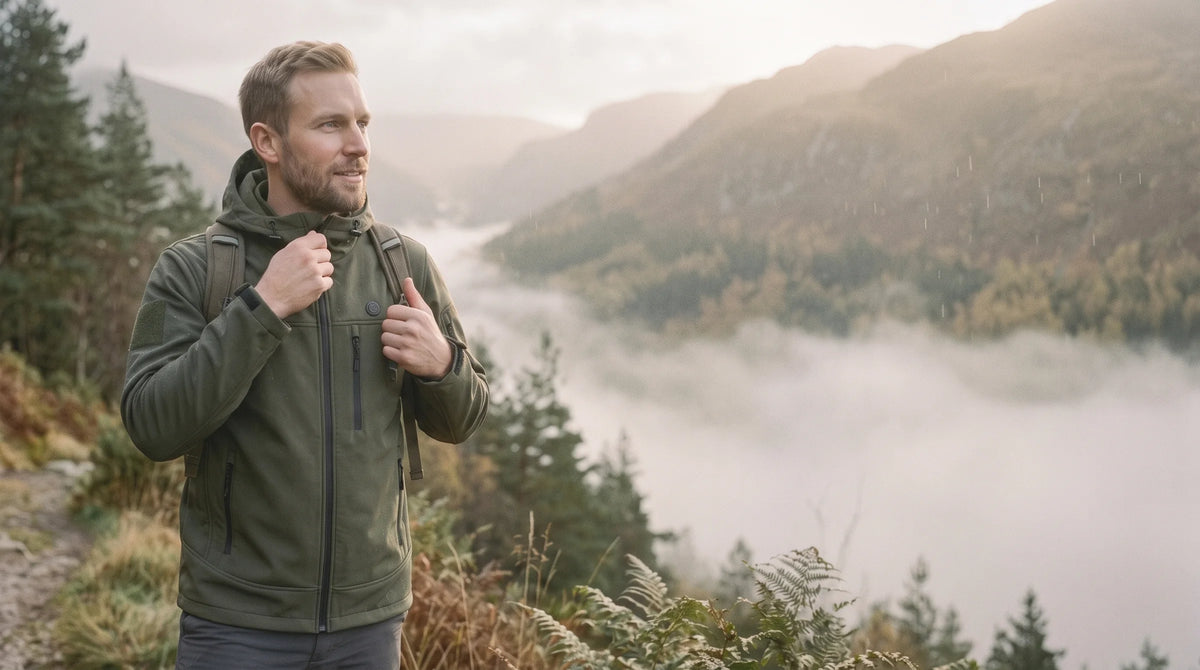 Veste chauffante 10 zones à capuche, noir ou vert olive