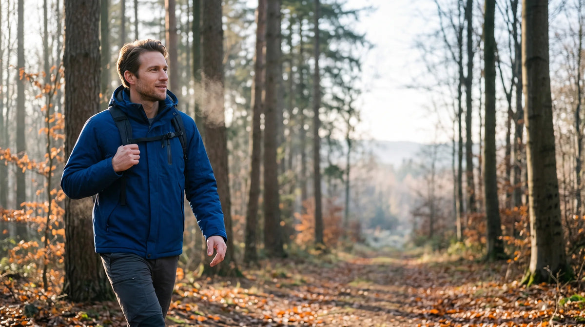 Veste chauffante homme à capuche, coupe-vent et déperlante