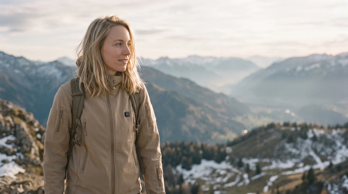 Veste softshell chauffante 7 zones pour ville et randonnée